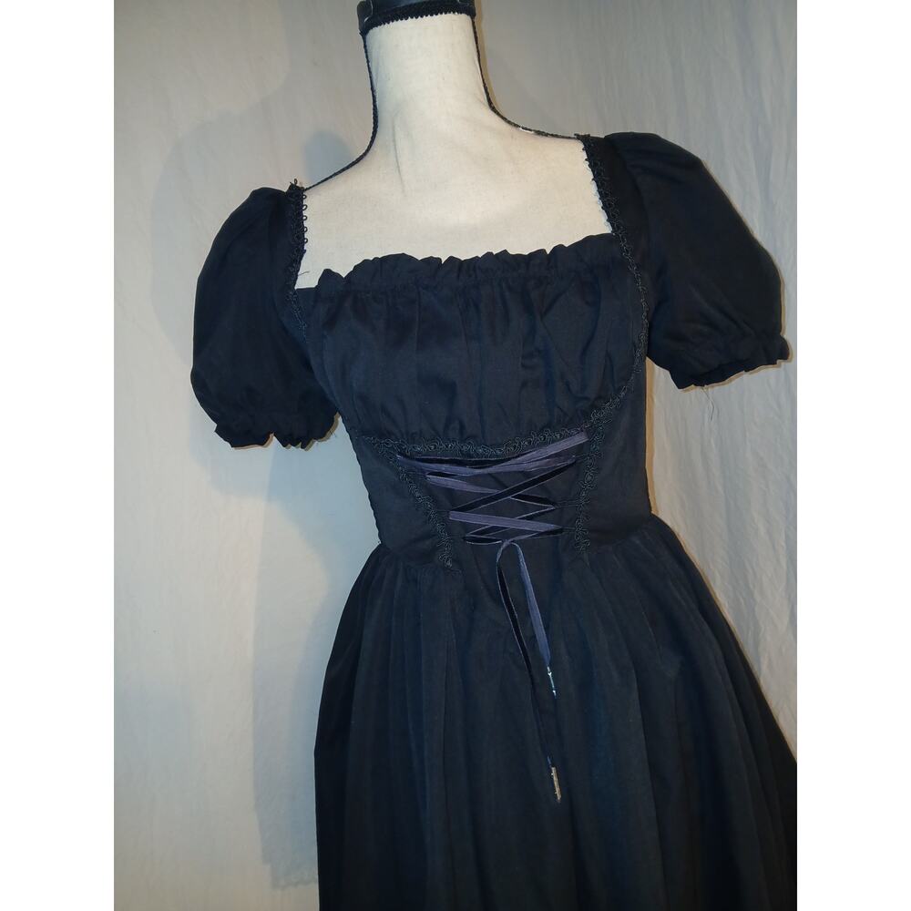 Cider Black Lace Up Puff Sleeve Gothic Mini Dress XL - Picture 2 of 8